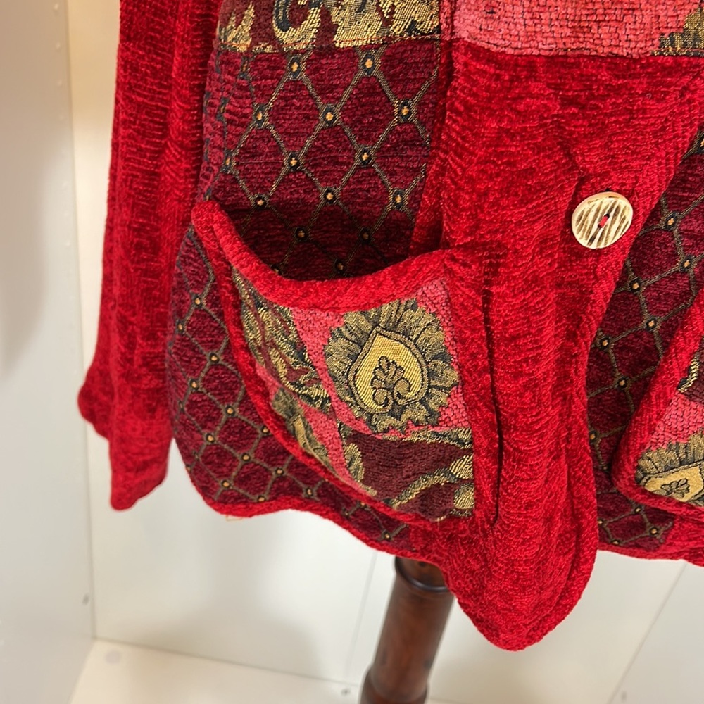 Coldwater Creek Red Patchwork Button Jacket Size … - image 8